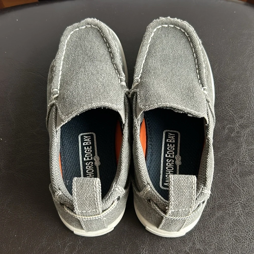 Anchors Edge Bay Boys Gray Slip-On Shoes, Jimmy, Texile size 12M 🌞